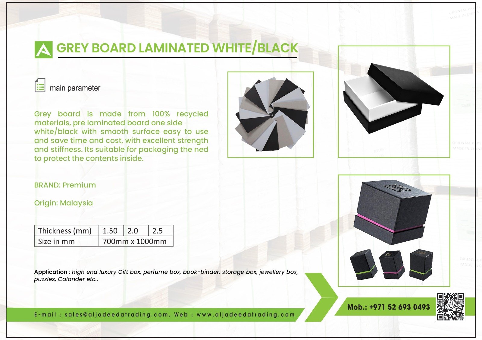 Grey Board Laminated White/Black